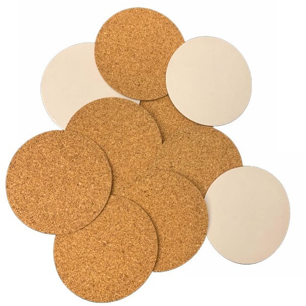 Cork circles with a self-adhesive, peel and stick backing